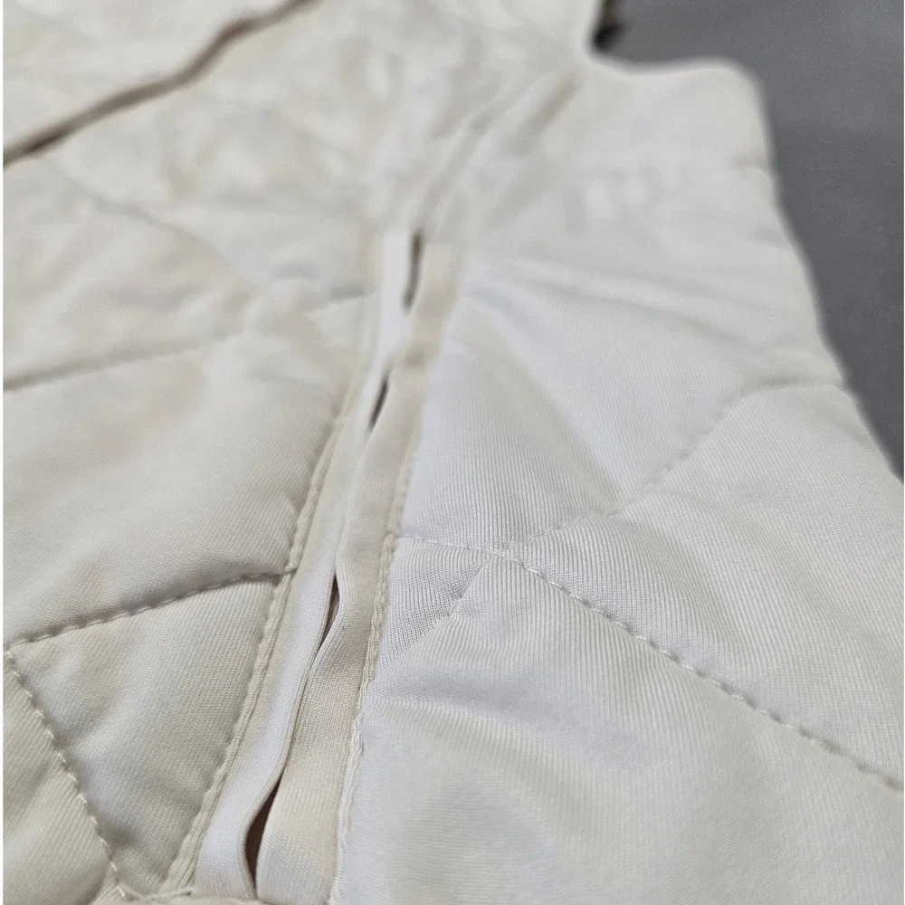 Lauren Ralph Lauren Quilted Vest Womens L Cream Snap Zip Lightweight Jacket